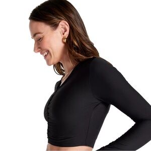 Calia by Carrie Underwood Long Sleeve Ruched Cropped Top – NWT (Black, Large)
